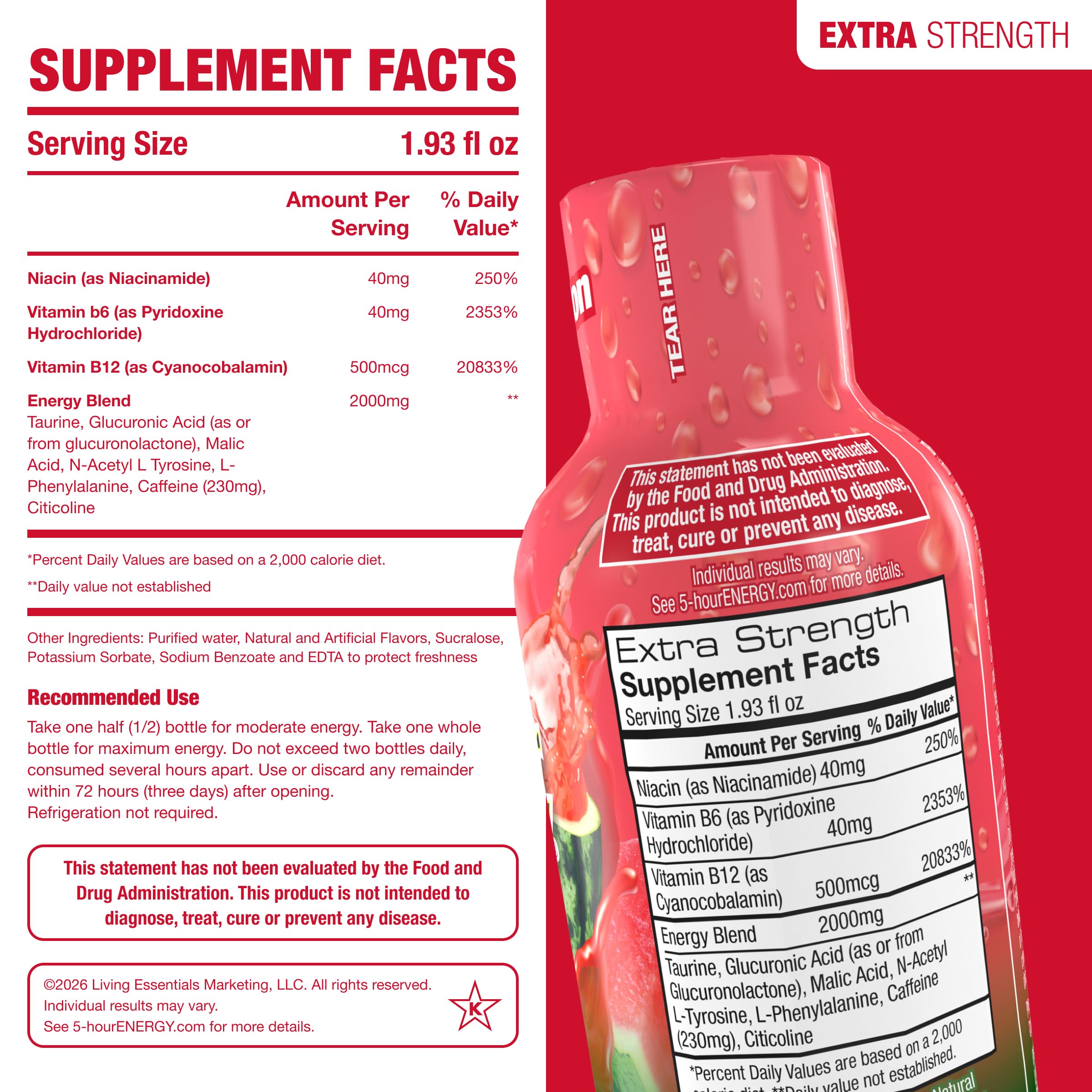 5-hour ENERGY en mano antes de conducir, beneficio de concentración rápida