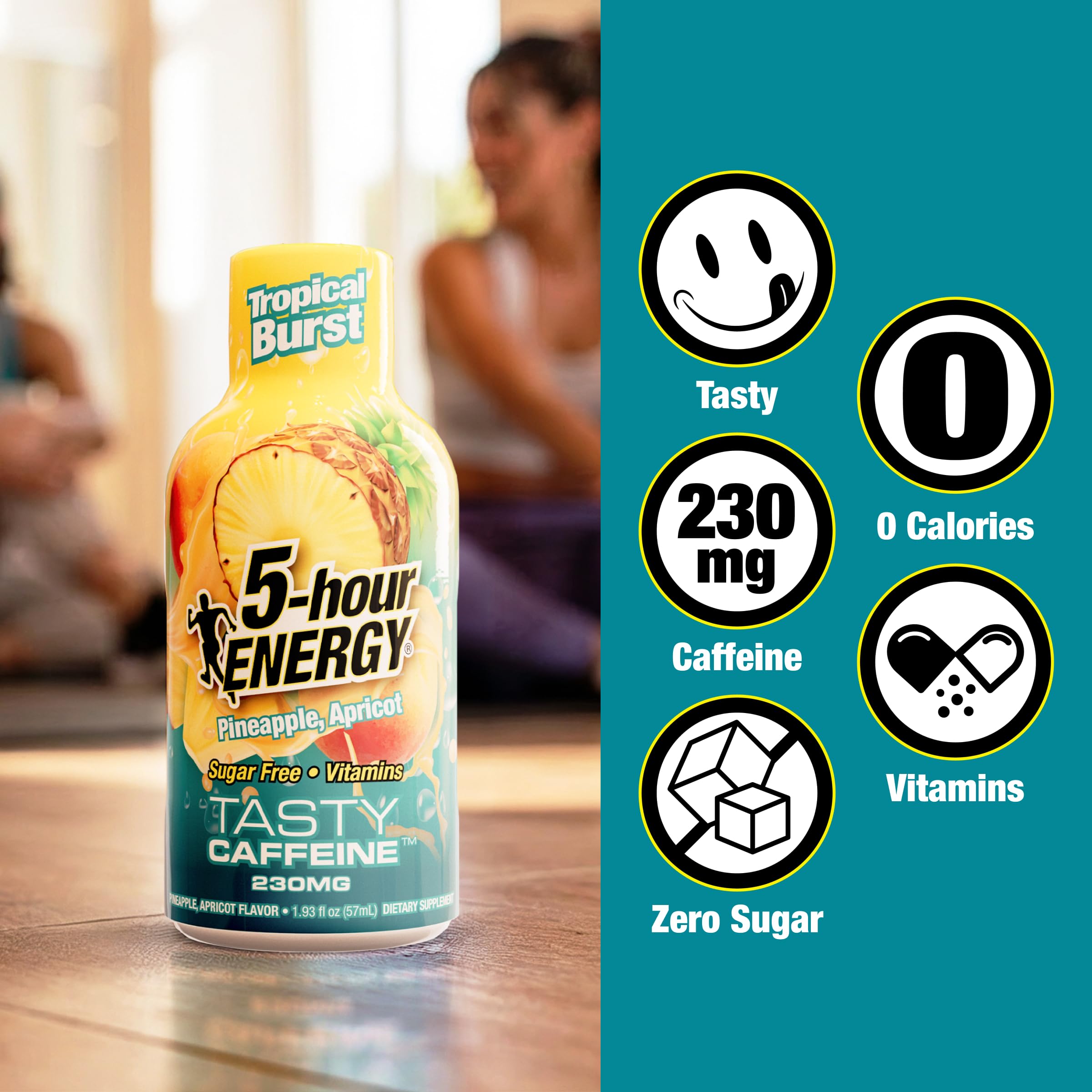 5-hour ENERGY botella sobre toalla de gimnasio sugiriendo uso pre-entreno