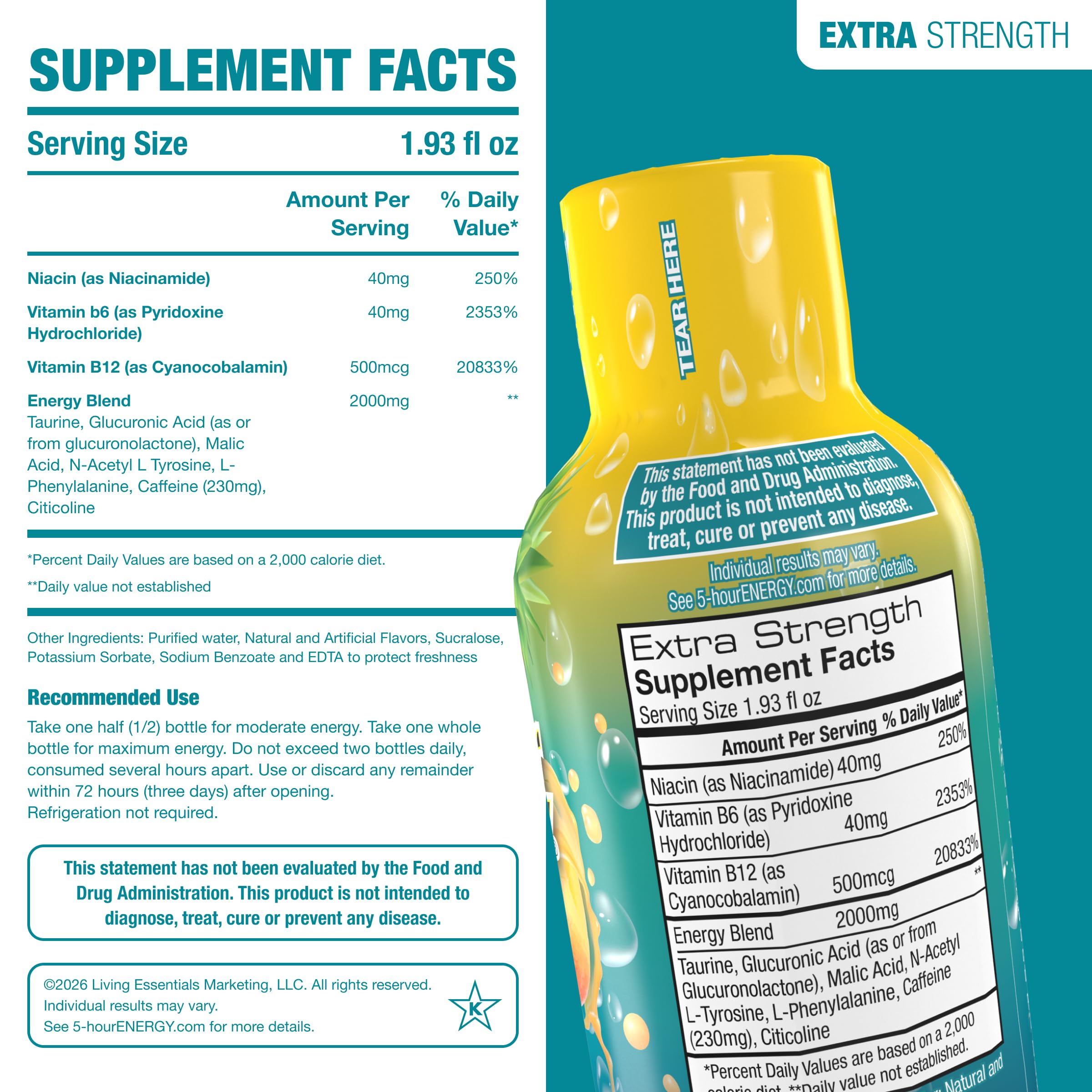 5-hour ENERGY botella en mano demostrando portabilidad y consumo fácil