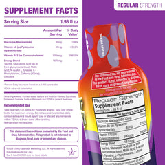 5-hour ENERGY detalle de etiqueta con información de vitaminas y cafeína