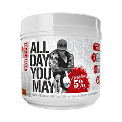 5% Nutrition envase AllDayYouMay frontal muestra etiqueta y tamaño, claridad de la fórmula