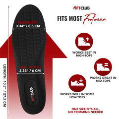 6FT CLUB etiqueta con dimensiones e instrucciones de uso claras