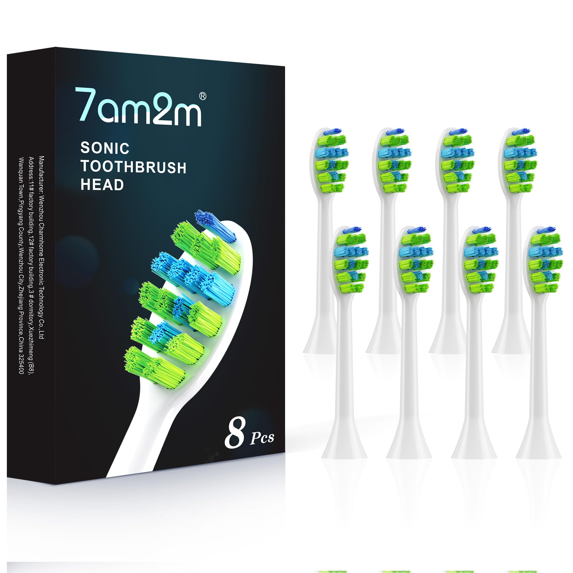 7AM2M empaque frontal ocho cabezas muestra compatibilidad y cantidad