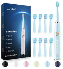7AM2M vista frontal del cepillo azul con diseño ergonómico y potencia