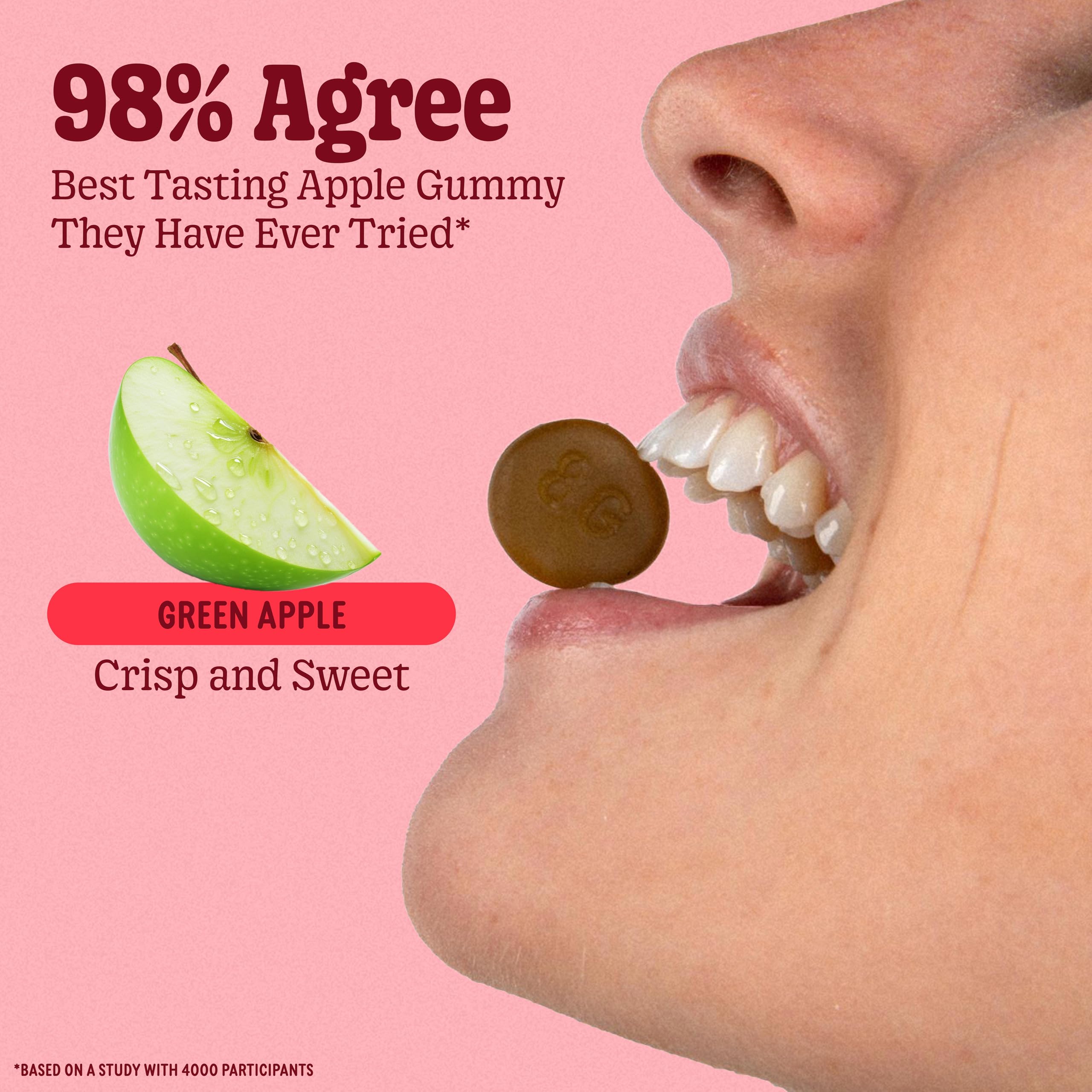 8G primer plano de gomita que muestra textura y sabor apple apetecible