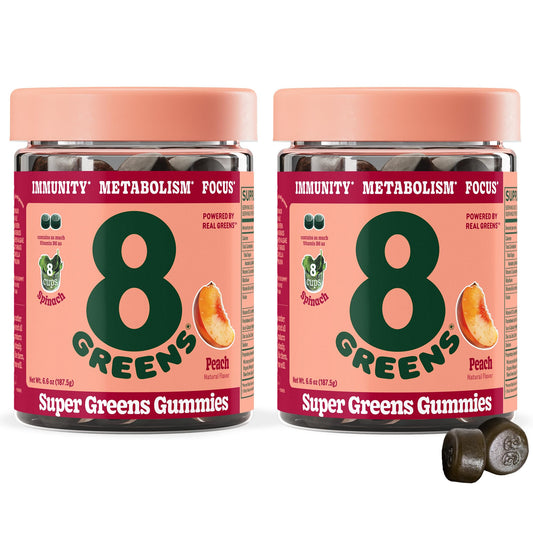 8Greens envase frontal con gomitas, presenta conveniencia diaria
