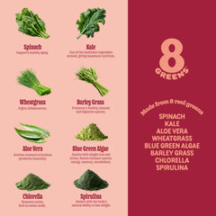 8Greens composición de verduras verdes, evidencia de ingredientes reales