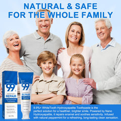 9.9% Nano Hydroxyapatite Toothpaste pack abierto con dos tubos, ahorro y suministro prolongado