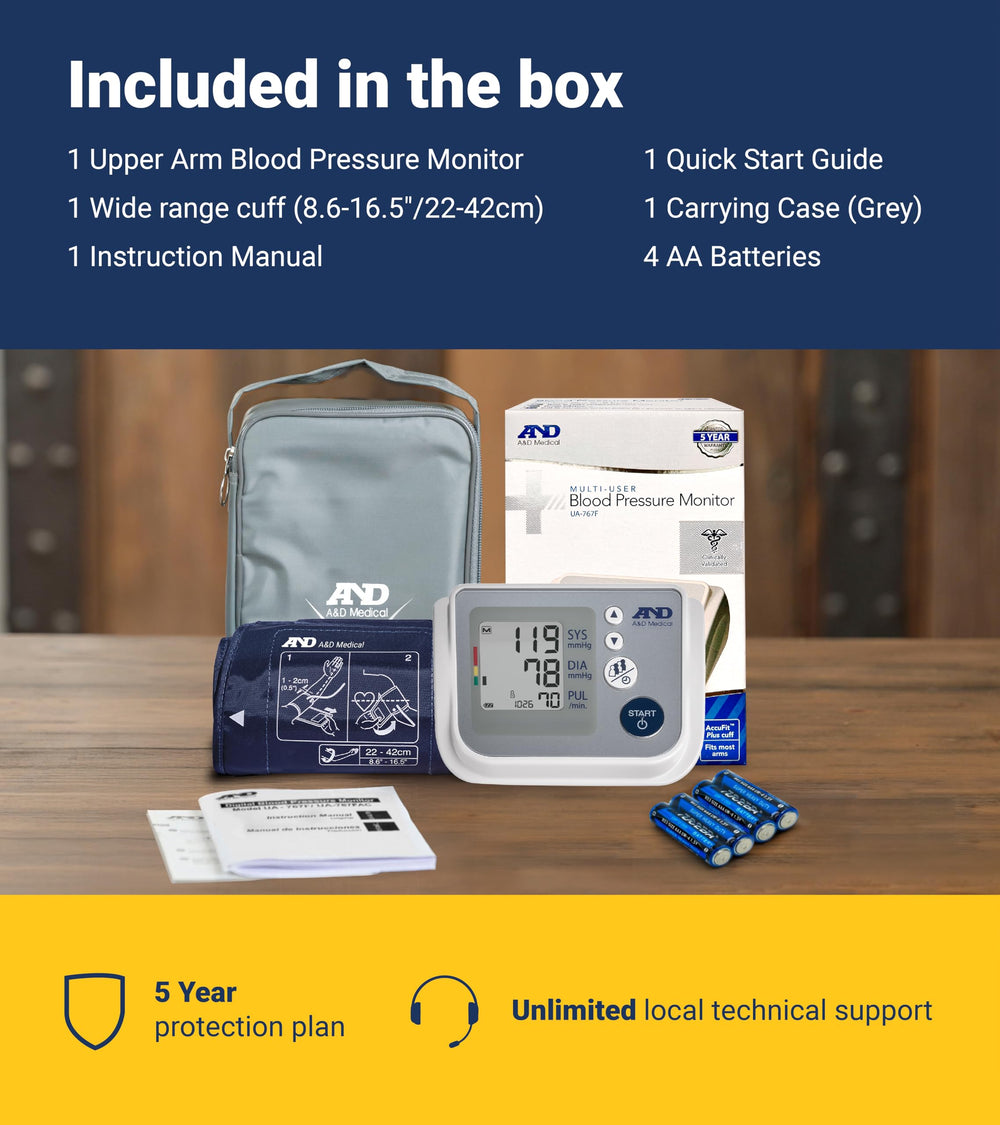 A&D Medical varios manguitos compatibles mostrando opciones de ajuste personal