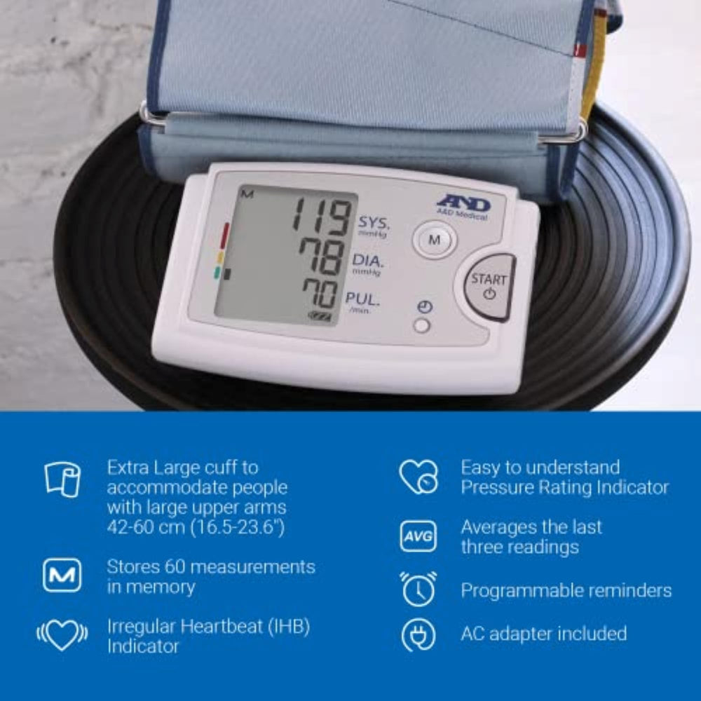 A&D Medical pantalla LCD con números grandes que facilitan la lectura