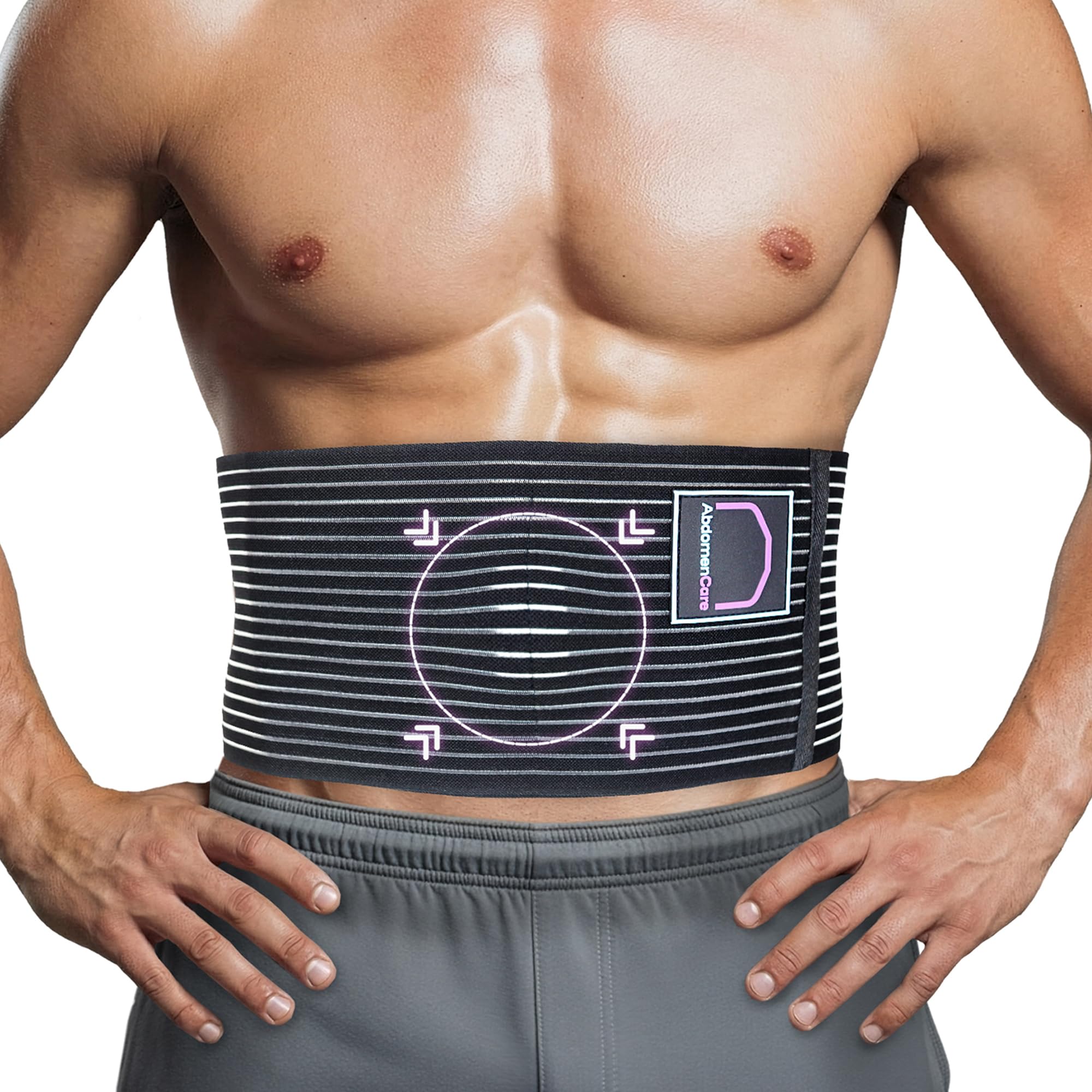 Abdomencare vista frontal con cierre velcro y soporte dirigido, comodidad inmediata