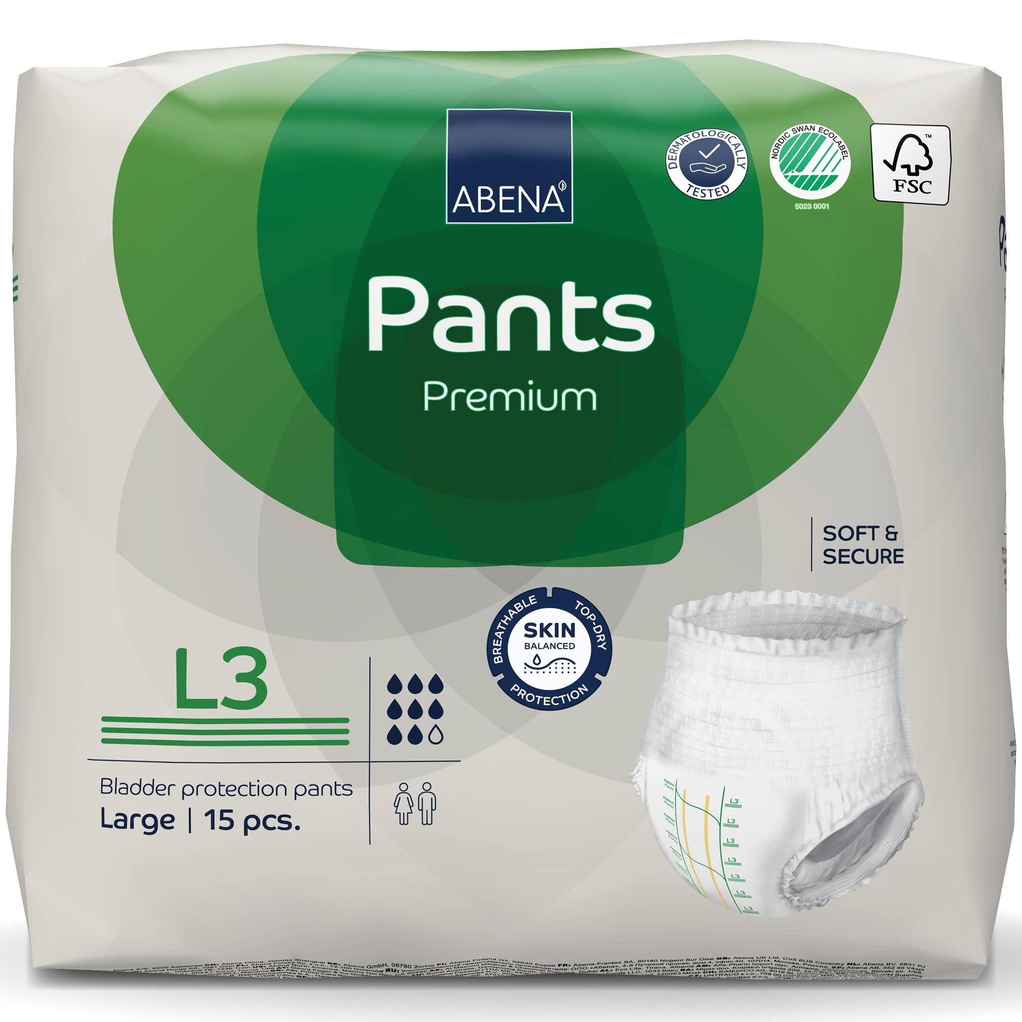 Abena Pants empaque frontal mostrando producto y beneficios