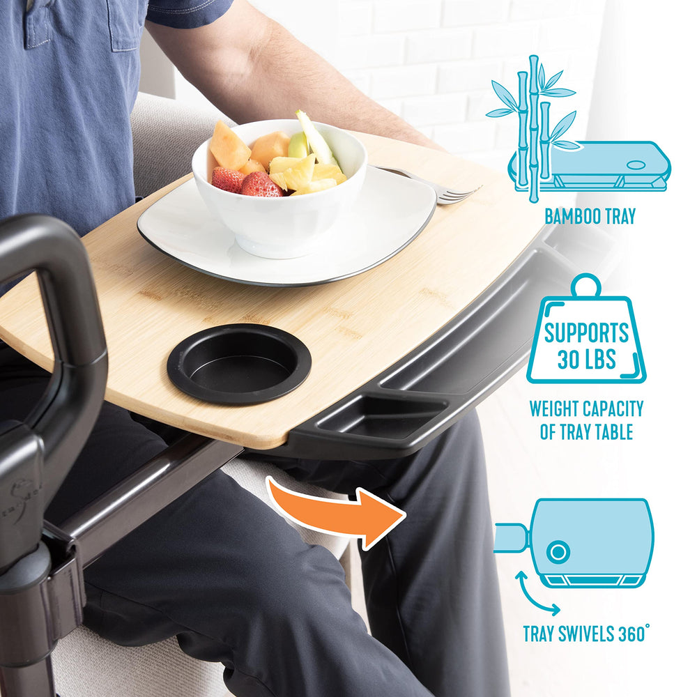 Able Life bandeja con portátil para trabajar, ejemplificando tamaño y capacidad