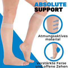 ABSOLUTE SUPPORT detalle de punta abierta que mejora ventilación