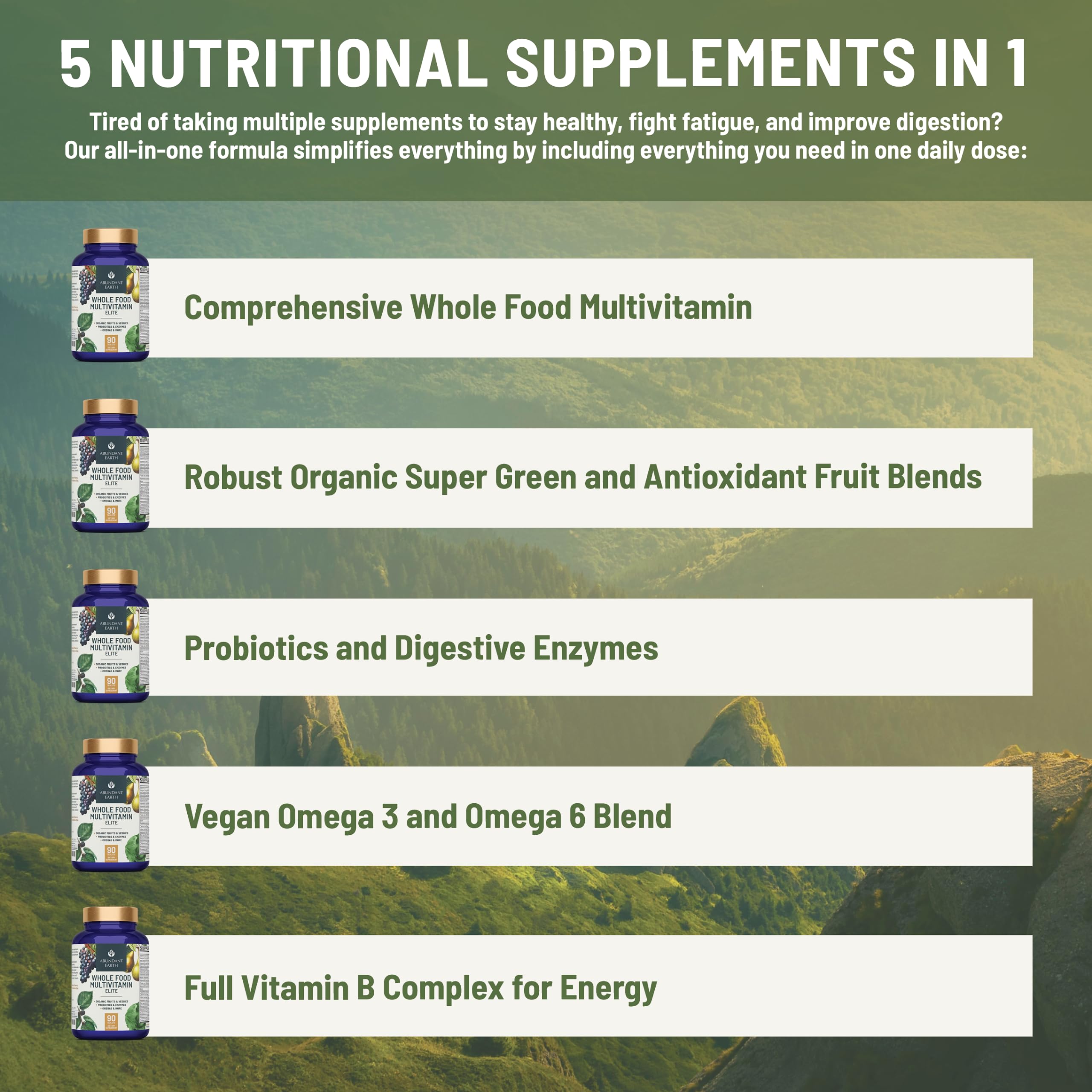 Abundant Earth cápsula abierta con probiótico destacando soporte digestivo