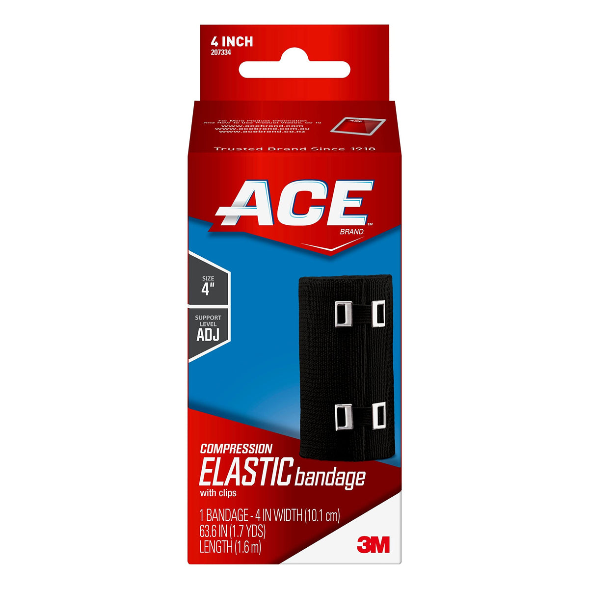 ACE venda elástica frontal paquete mostrando presentación y beneficio sujeción