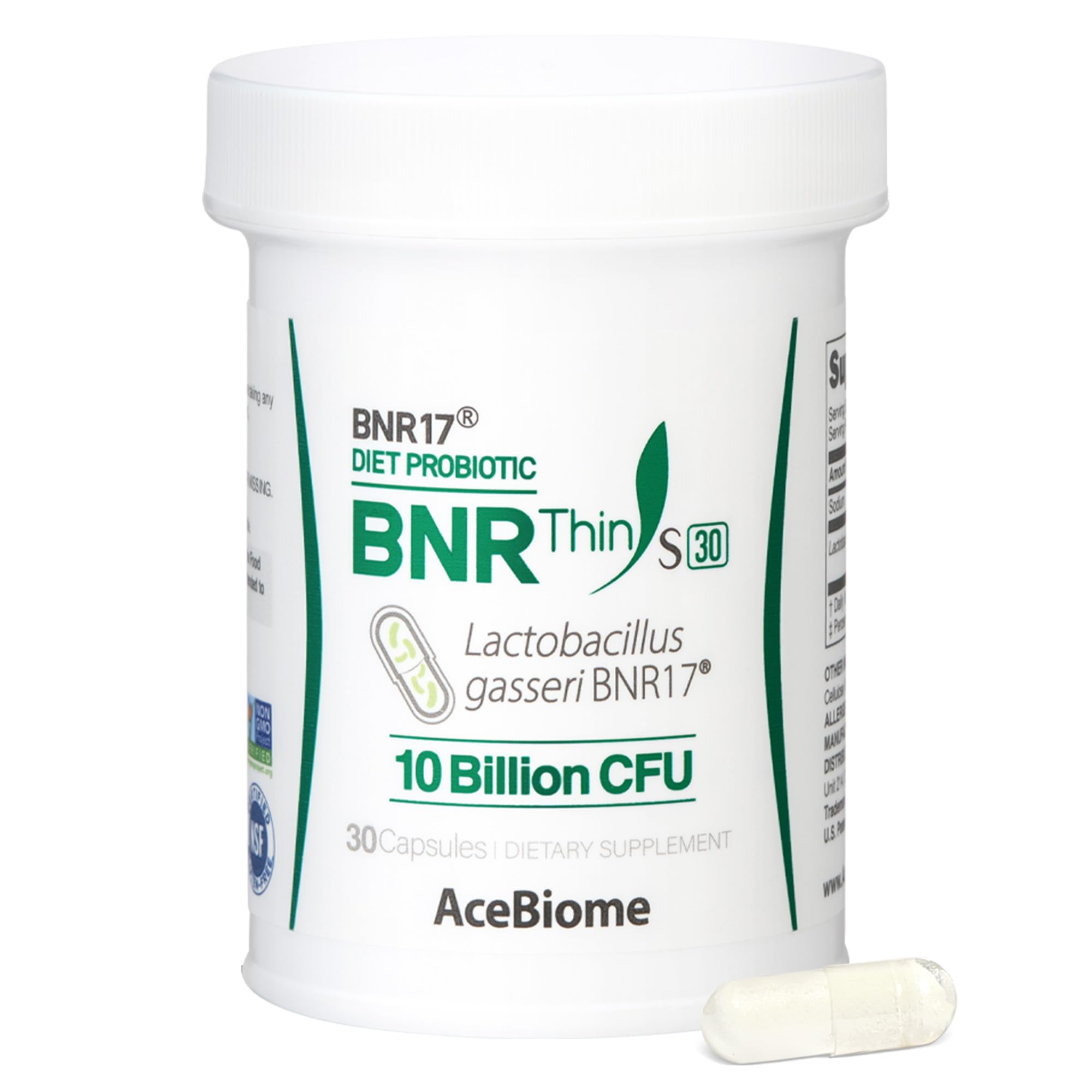 AceBiome BNRThin S30 vista frontal, envase claro y moderno para confianza