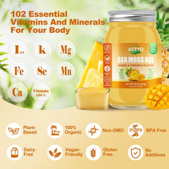 ACEYO gel mezclado en batido aportando cremosidad y sabor tropical