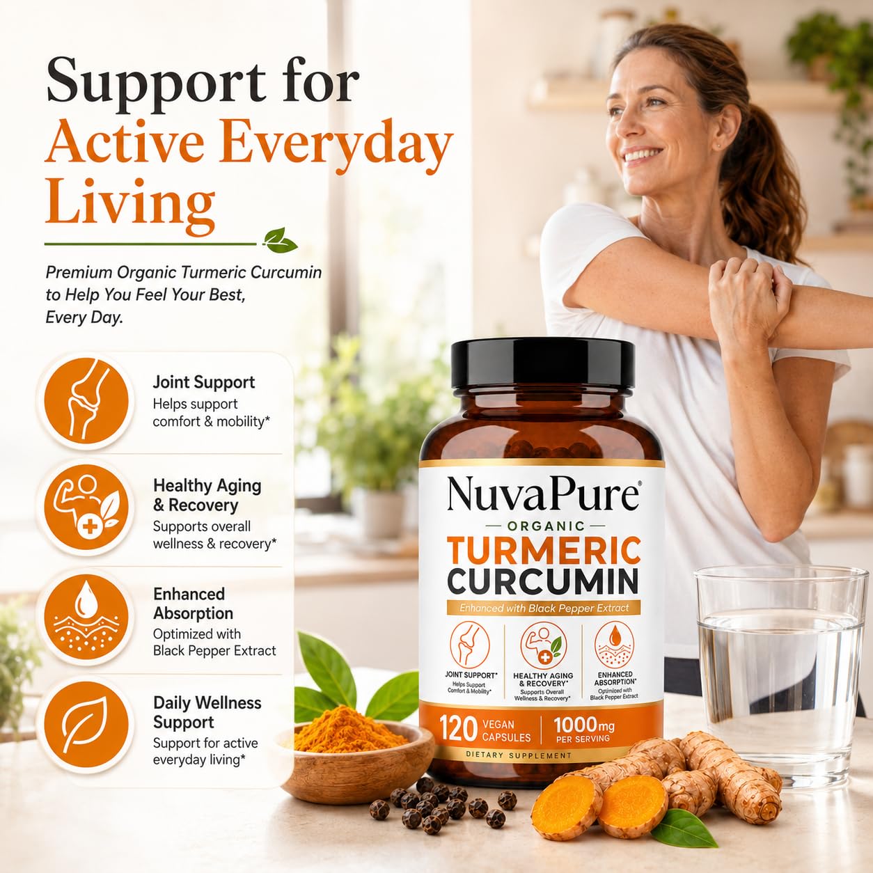 Achuhe NuvaPure etiqueta con lista de ingredientes y beneficios informativos