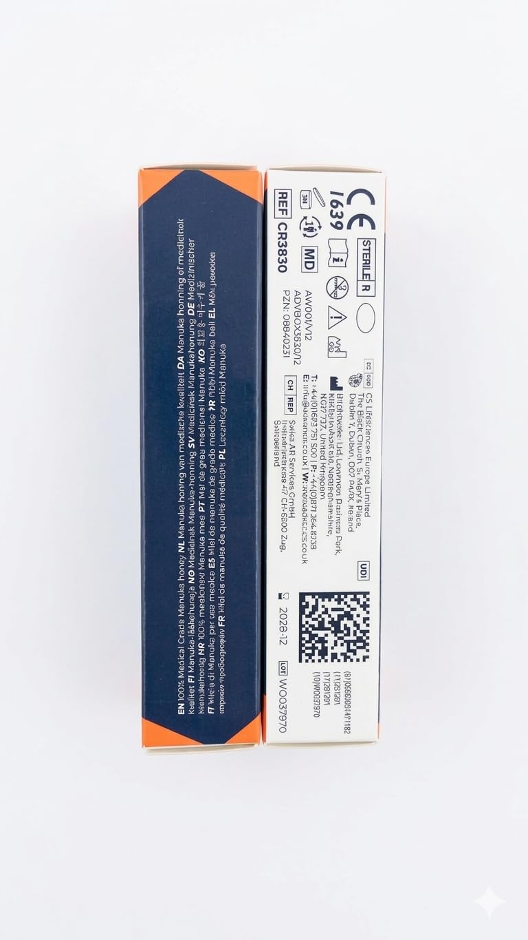 Activon textura del gel de miel de Manuka demostrando consistencia protectora