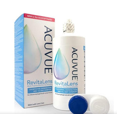 Gota de solución Acu vue RevitaLens destacando hidratación en lente
