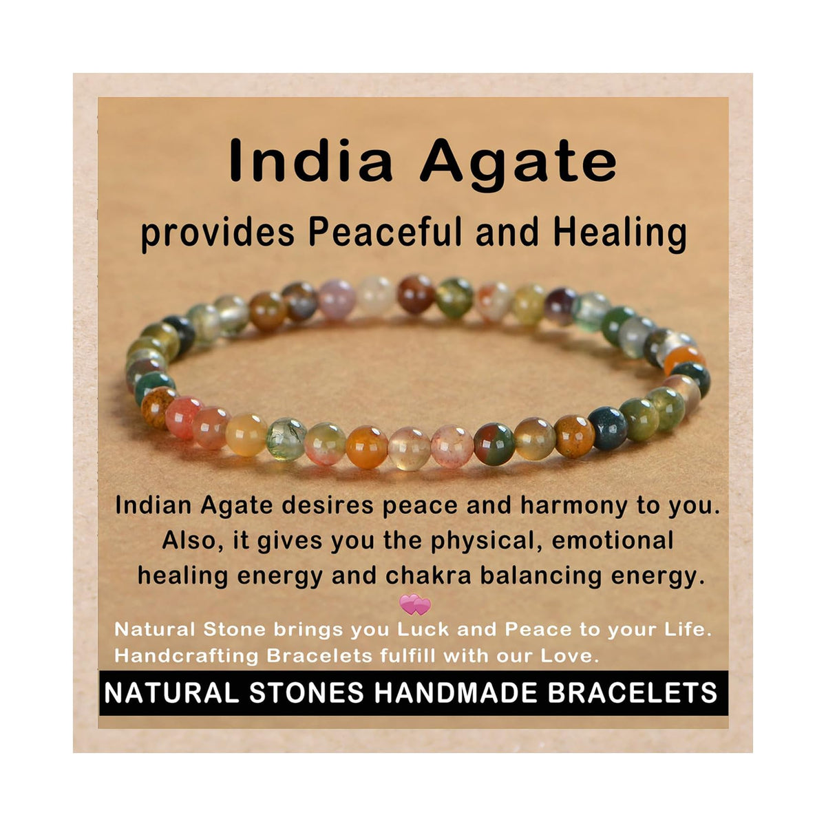 AD Beads pulsera frontal con ágata india mostrando colores naturales y estilo