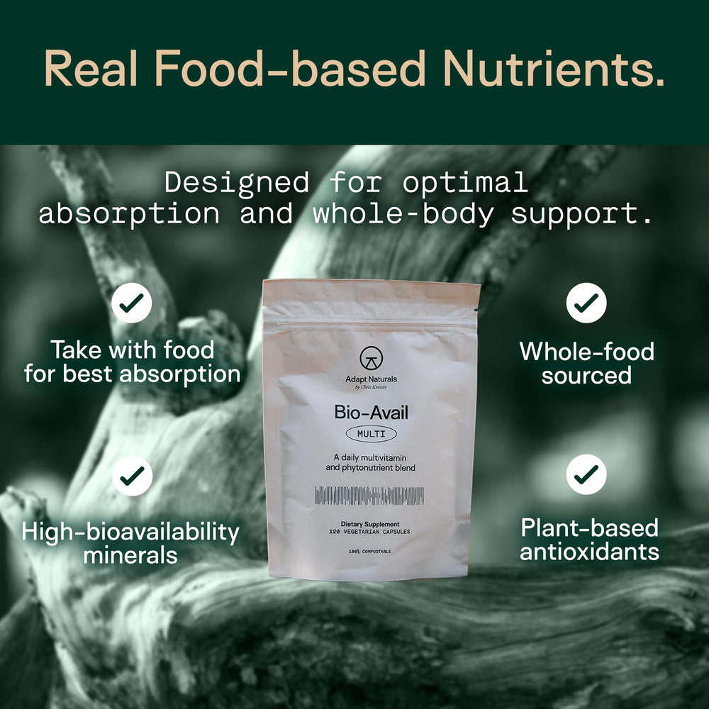 ADAPT NATURALS BY CHRIS KRESSER etiqueta nutricional legible con ingredientes clave