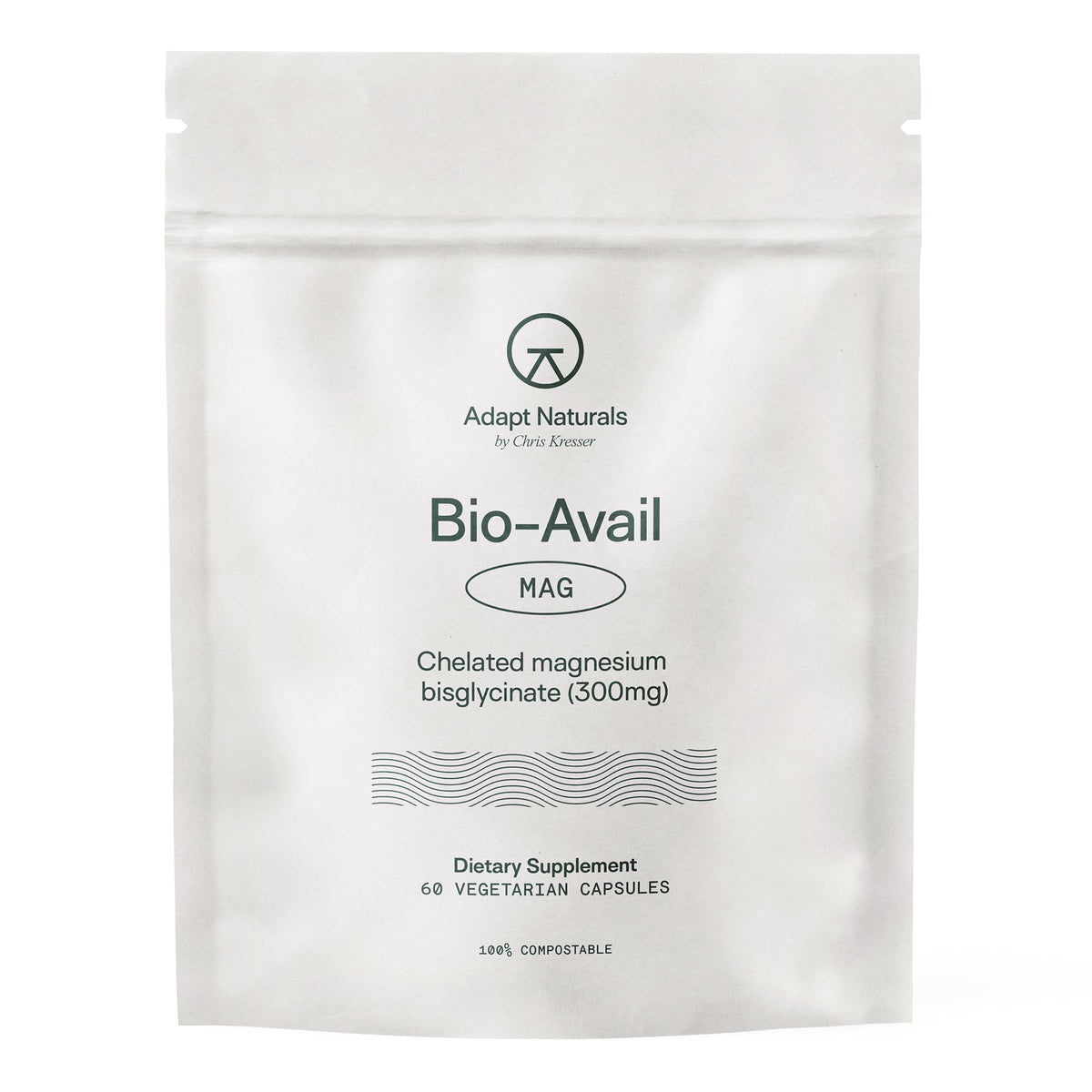ADAPT NATURALS botella frontal mostrando diseño y beneficio de biodisponibilidad