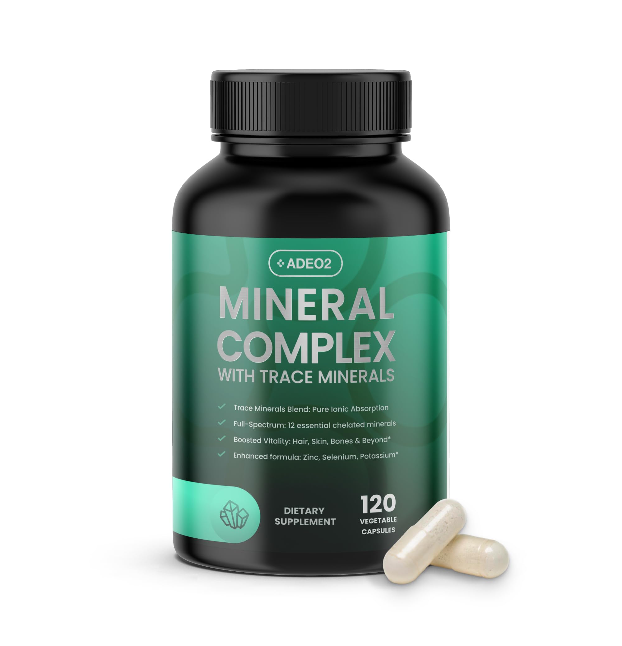ADEO2 frasco frontal mostrando envase y beneficio de concentración mineral