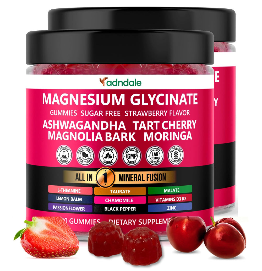 Adndale frente del envase mostrando 180 gomitas y beneficios prácticos