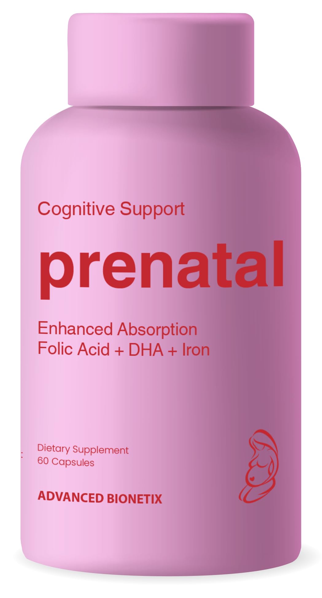 Advanced Bionetix envase frontal del prenatal mostrando la marca y beneficios claros