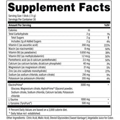 Advanced Bionutritionals primer plano de lista de ingredientes y mezcla ElectroPrime