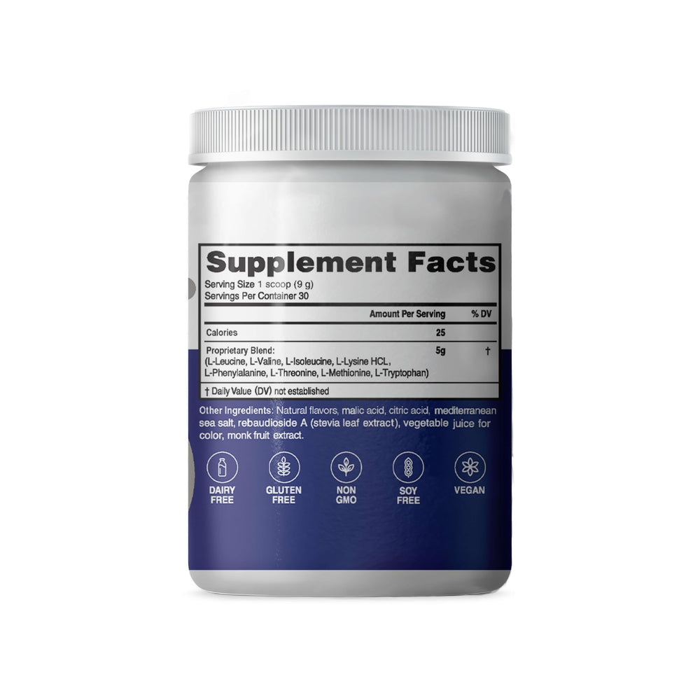 Advanced Bionutritionals etiqueta con lista de aminoácidos esenciales clara
