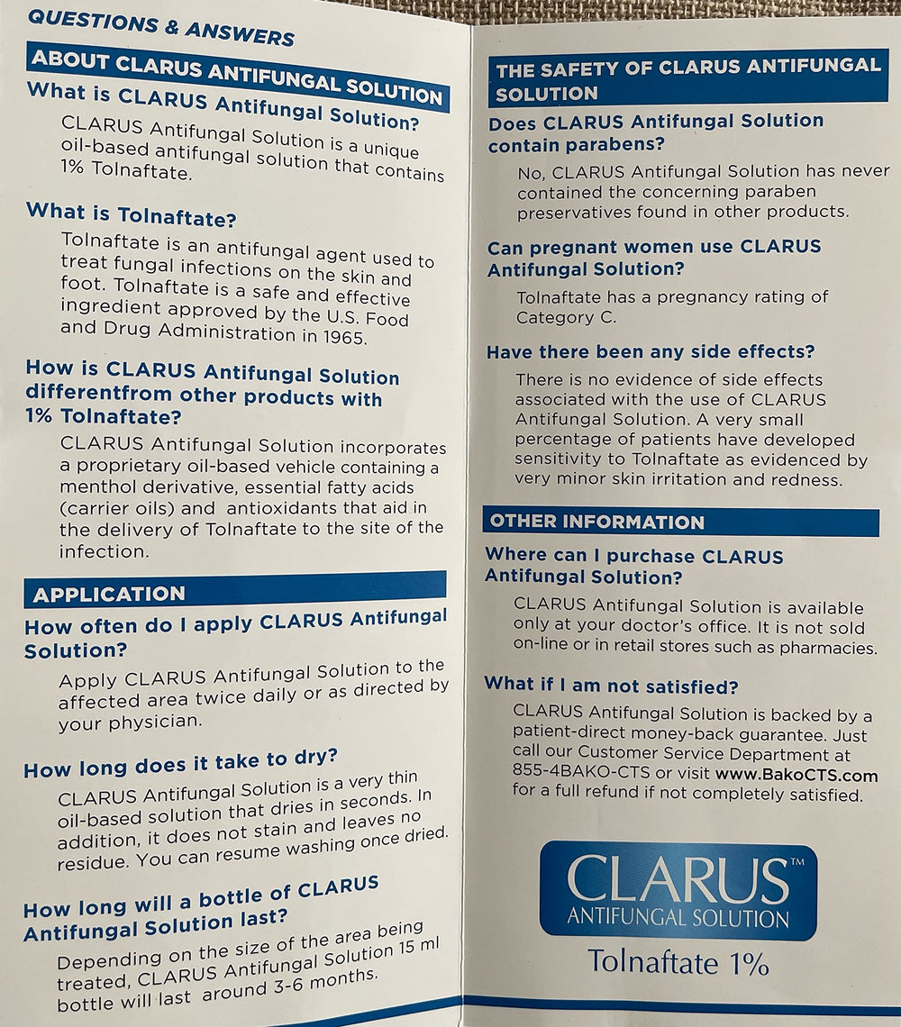 Advanced Footcare Clarus detalle de la solución líquida en gotero mostrando textura de fácil absorción