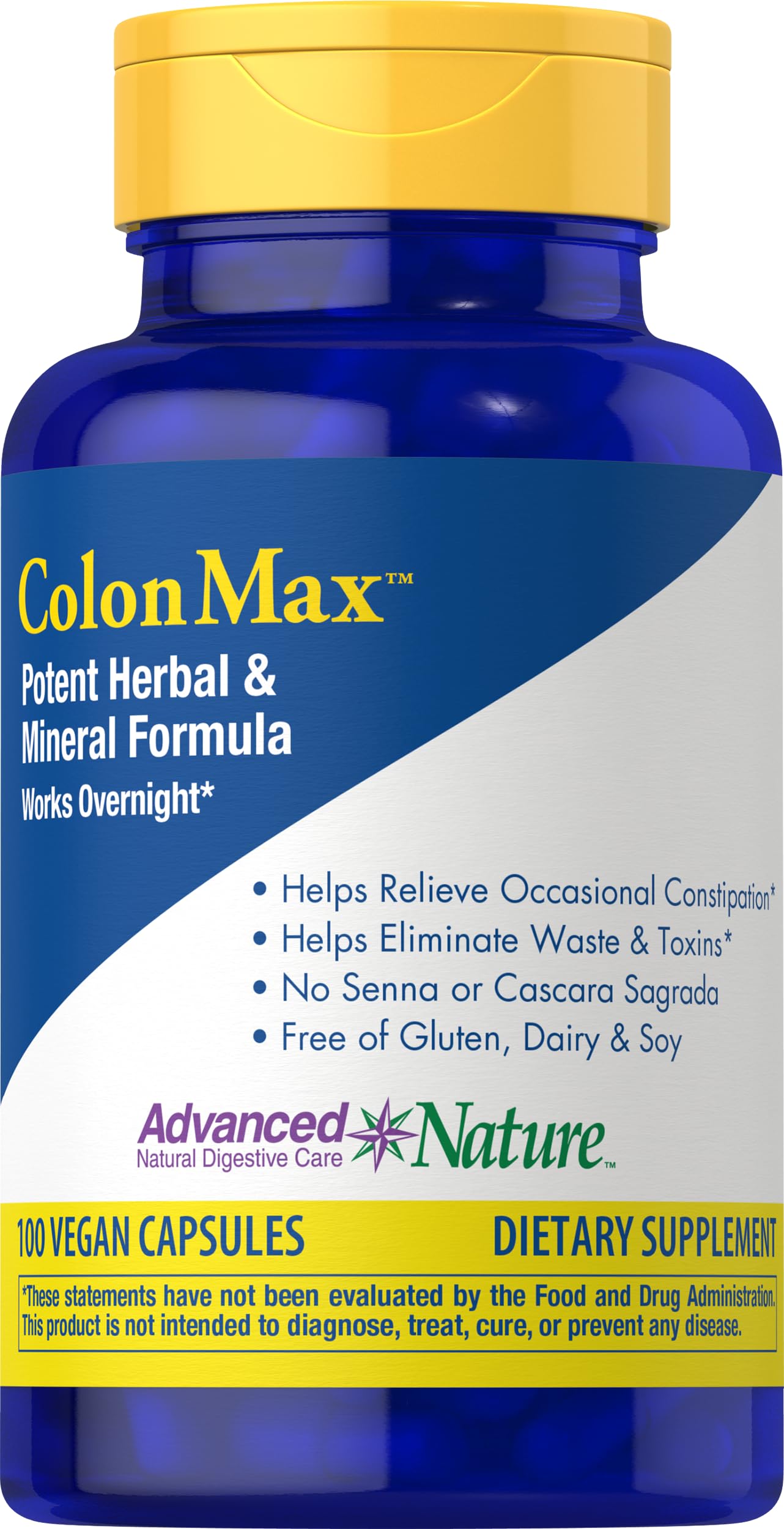 Advanced Nature ColonMax vista frontal del envase mostrando cápsulas veganas y beneficios