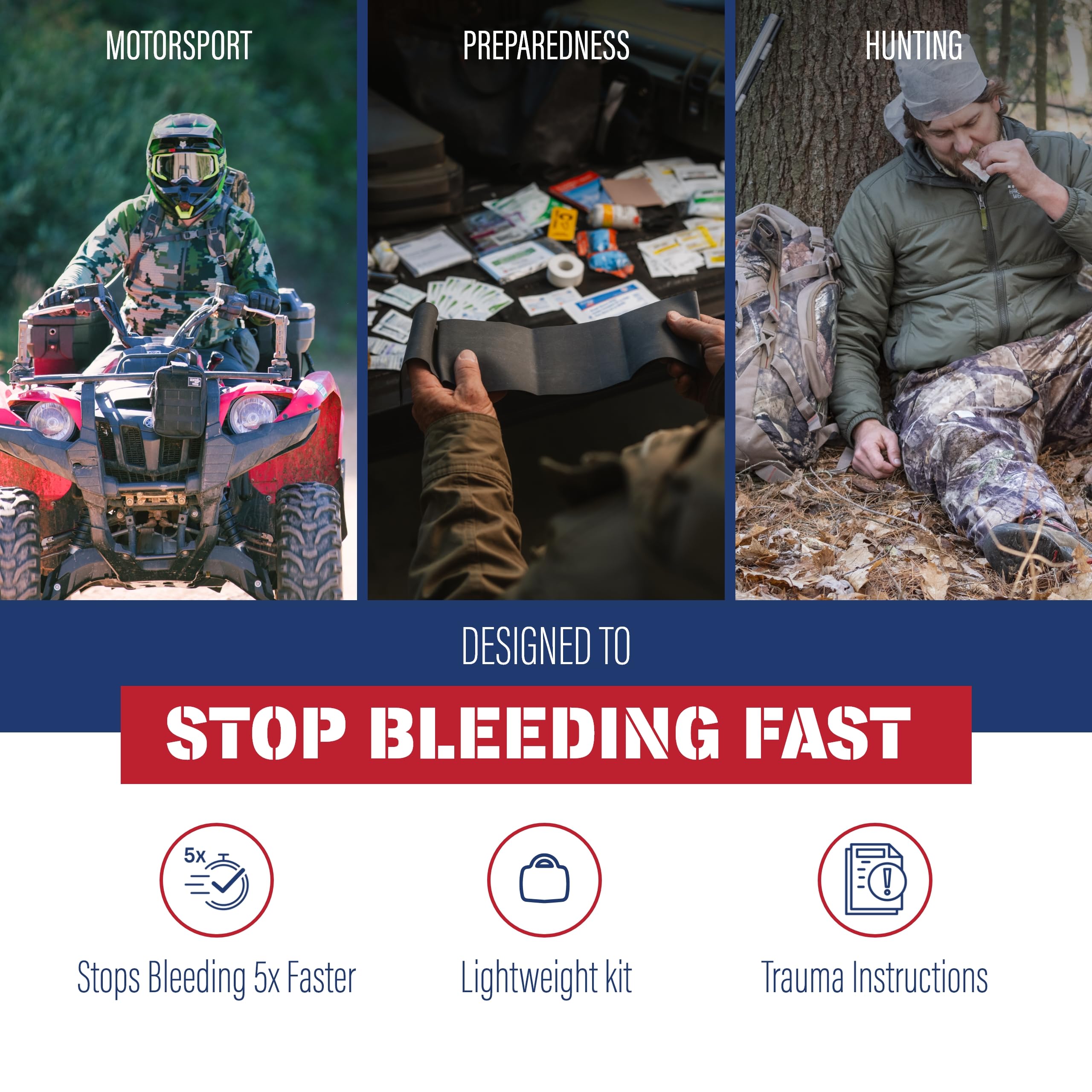 Adventure Medical Kits close-up de gasa QuikClot que ayuda a controlar hemorragias
