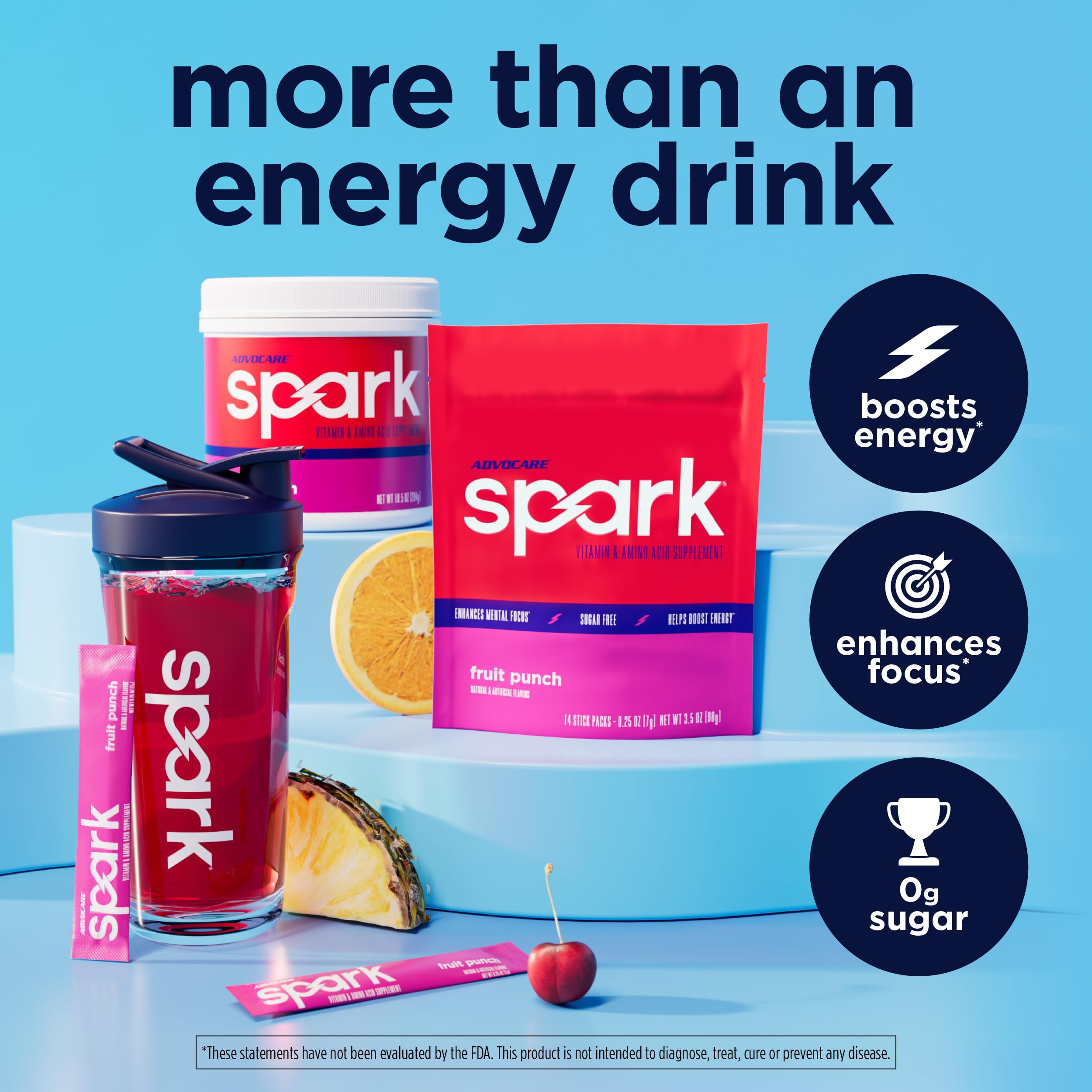 AdvoCare bebida preparada en vaso Fruit Punch refrescante y energética
