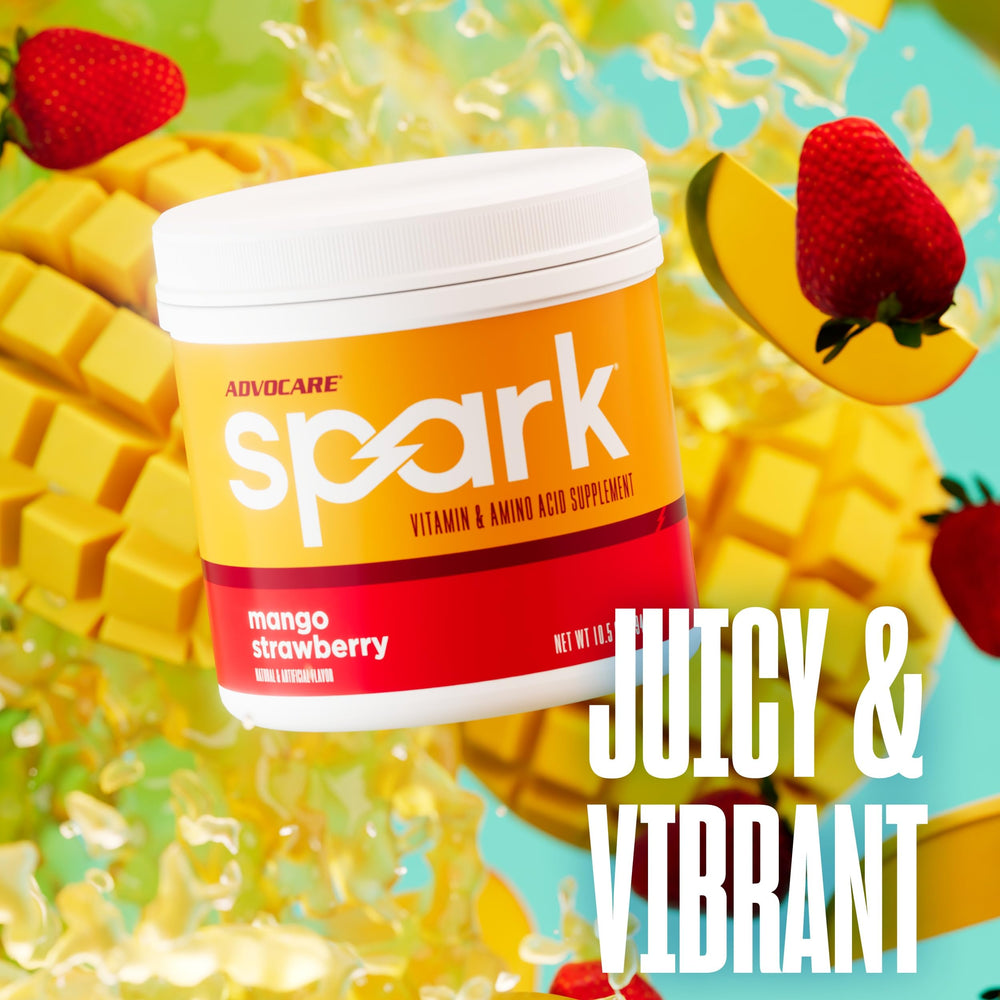 AdvoCare Spark etiqueta con ingredientes y vitaminas visibles