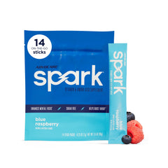AdvoCare caja frente azul raspberry mostrando 14 sticks, conveniente y portátil