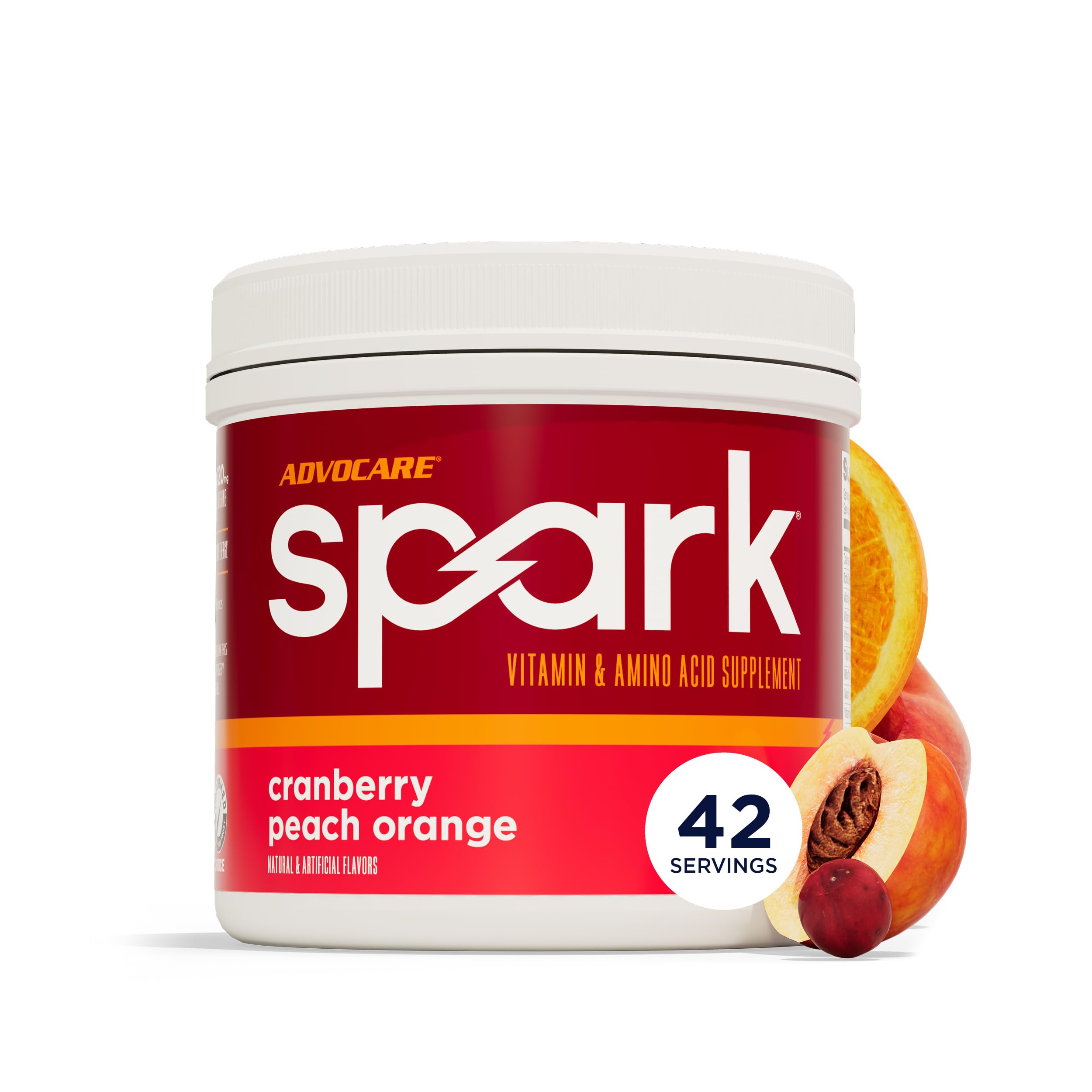 AdvoCare Spark vista frontal del envase mostrando el tamaño y marca, ideal para elegir