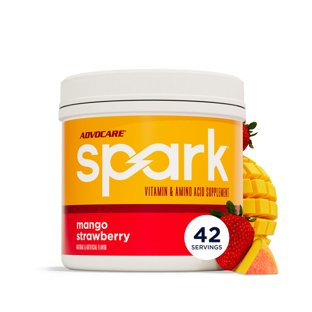 AdvoCare Spark presentación frontal y beneficios energéticos