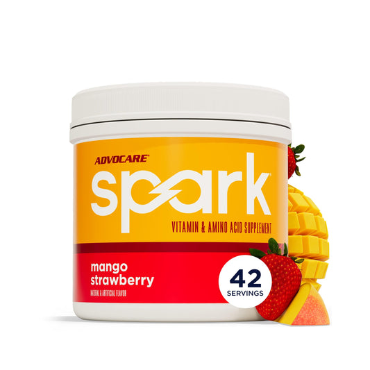 AdvoCare Spark presentación frontal y beneficios energéticos