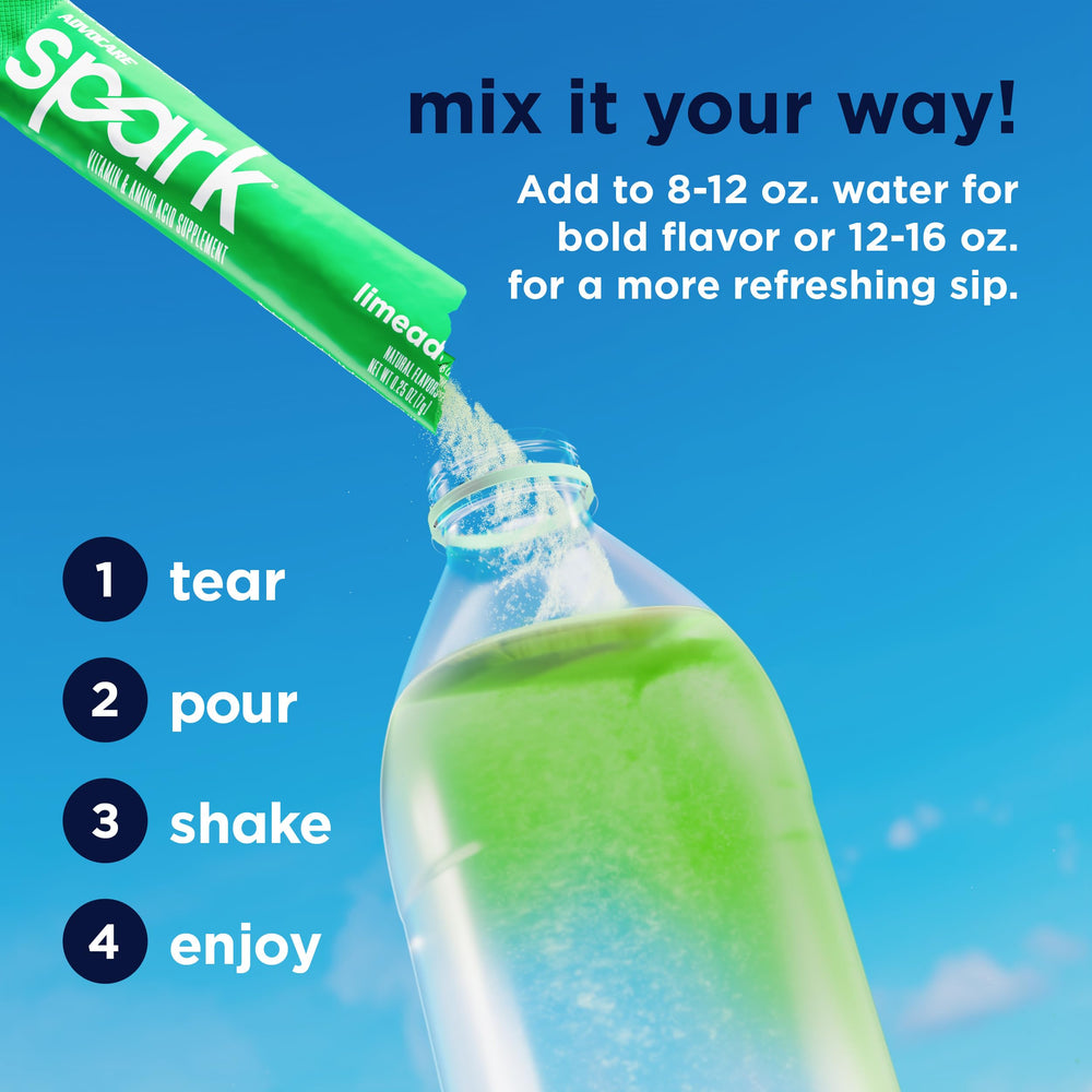 AdvoCare vaso con bebida limeade frío para hidratación y enfoque