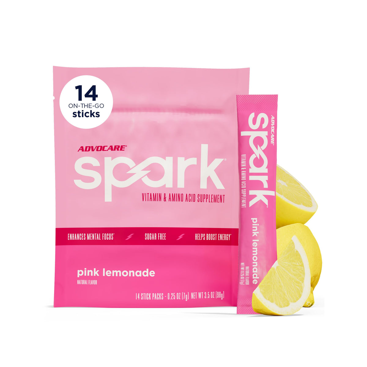 AdvoCare frente del empaque mostrando 14 sobres y beneficios