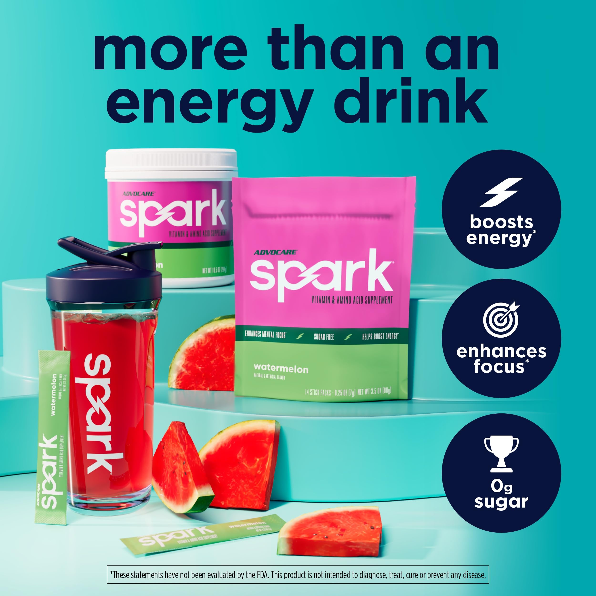 AdvoCare Spark envase abierto mostrando el interior y facilidad de uso