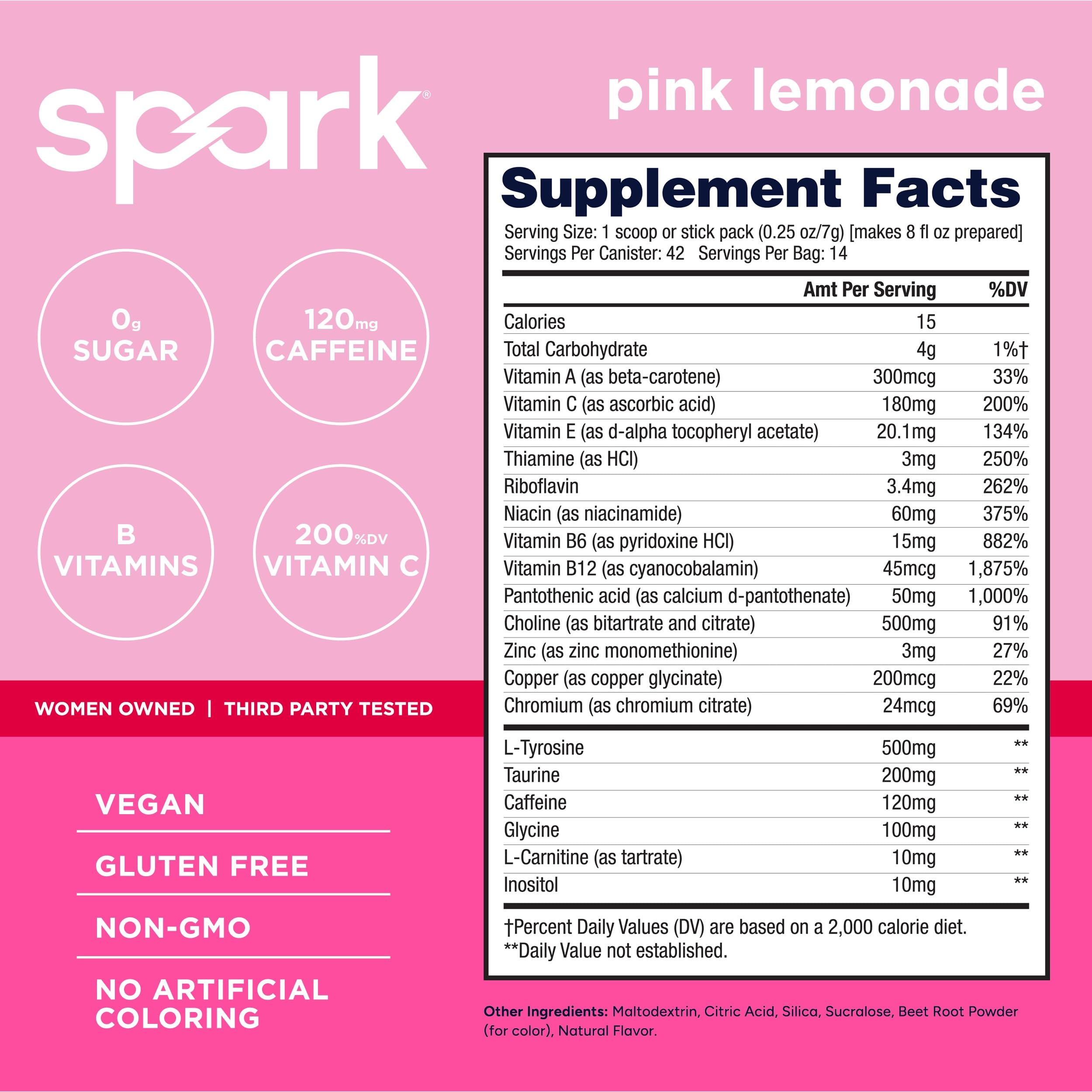 AdvoCare Spark polvo rosa cercano que muestra textura fácil de disolver