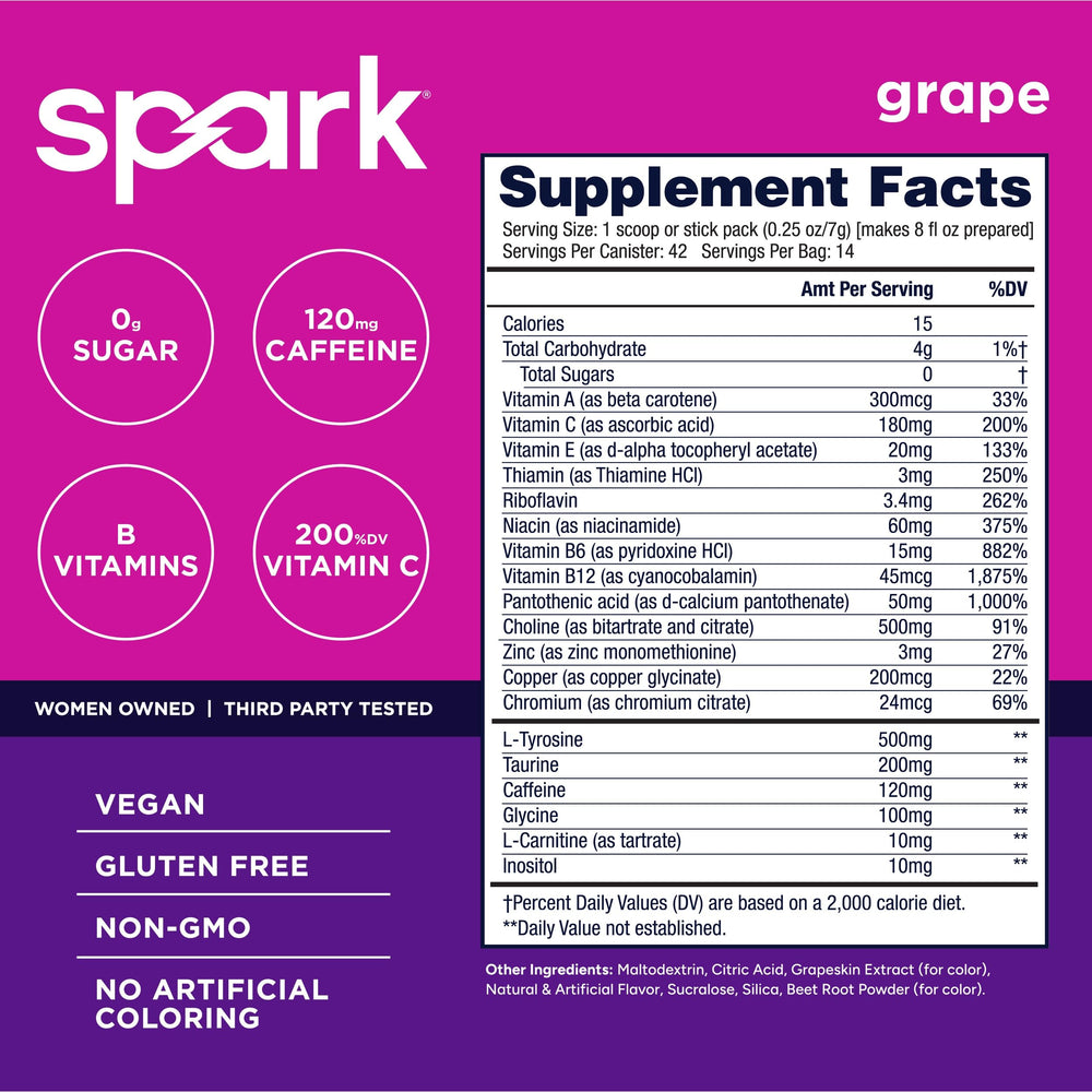 AdvoCare primer plano del polvo morado para apreciar textura y mezcla fácil