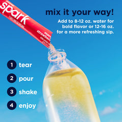 AdvoCare vaso con bebida mango fresa que refresca y energiza al instante