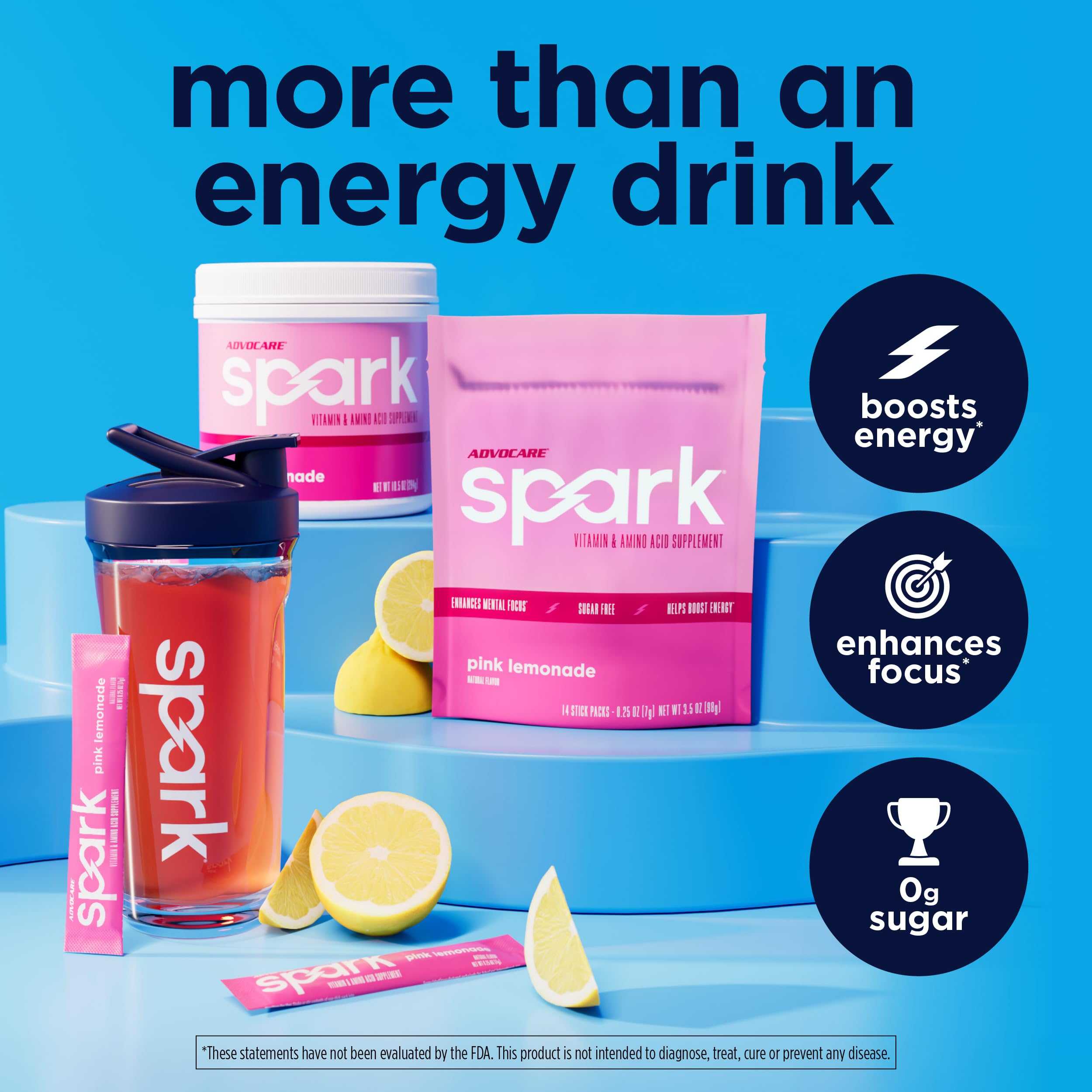 AdvoCare vaso con bebida rosada mezclada listo para beber