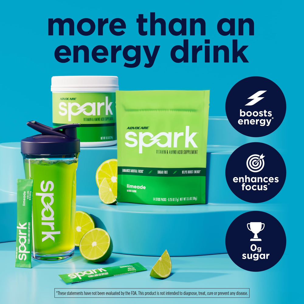 AdvoCare Spark bebida preparada en vaso, refrescante y lista para concentración